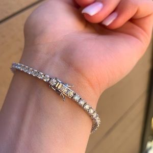 Moissanite Tennis Chain Bracelet 3mm 7” (NEW) w/ GRA Certificate 925 Sterling